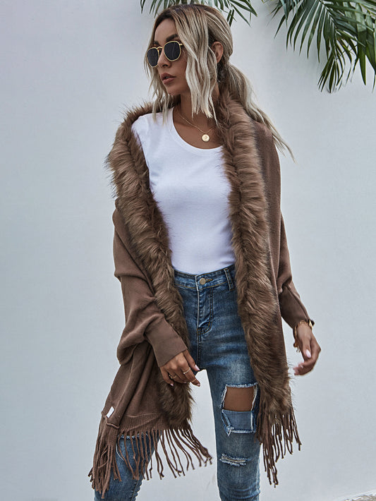 Automne et hiver gland cape châle cardigan couleur unie pull laine