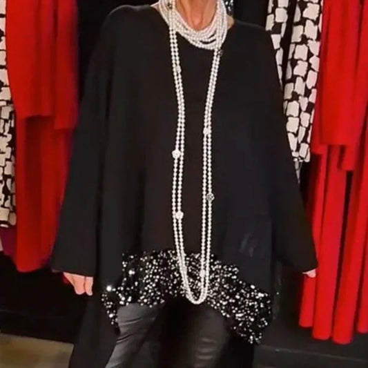 ✨2025 Nouvelle conception✨Top patchwork de paillettes avec ourlet irrégulier👗