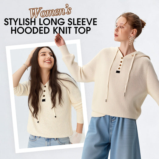 Haut en Maille à Manches Longues et Capuche Élégant pour Femme