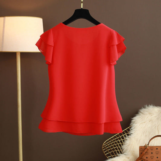Nouveau top en mousseline de soie simple et élégant pour femmes