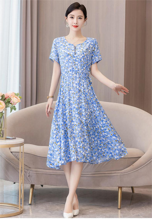 Nouvelle robe d'été exquise haut de gamme en coton et soie à tempérament