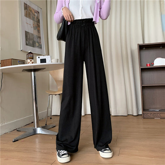 Pantalon taille haute en soie surdimensionnée extensible à la glace pour femmes
