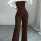 Ensemble femme élégant blouse rayée à col V et pantalon large