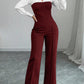 Ensemble femme élégant blouse rayée à col V et pantalon large