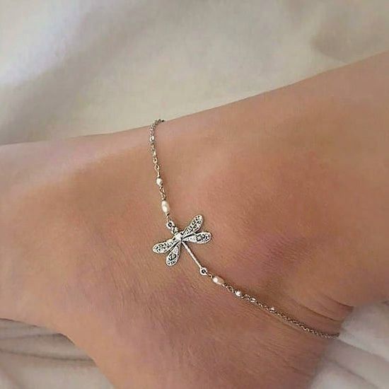 ✨BUY 1 GET 1 FREE TODAY✨SILVER DRAGONFLY ANKLET WITH BEAD