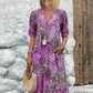 ⏳49% de réduction pour une durée limitée 🎁Robe midi à col en V imprimée Vivid pour femmes