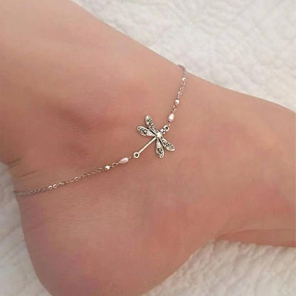 ✨BUY 1 GET 1 FREE TODAY✨SILVER DRAGONFLY ANKLET WITH BEAD