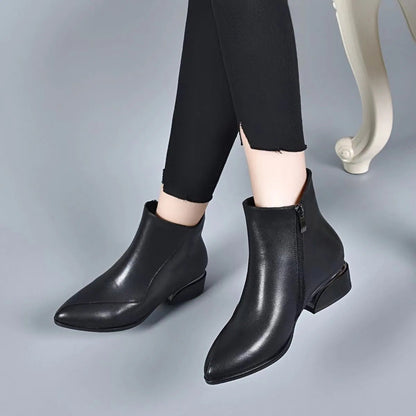 Bottines Femme à Fermeture Éclair avec Talon Bloc Épais (-50%)