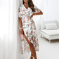 Nouveau style -Robe élégante décontractée à col en V et à motif floral