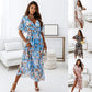 Nouveau style -Robe élégante décontractée à col en V et à motif floral