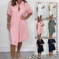 Robe de chemise à bouton de coton et de lin pour femmes