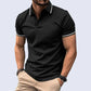 T-shirt Décontracté à Col en V et Manches Courtes à Revers de la Mode pour Hommes