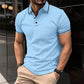 T-shirt Décontracté à Col en V et Manches Courtes à Revers de la Mode pour Hommes