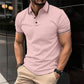 T-shirt Décontracté à Col en V et Manches Courtes à Revers de la Mode pour Hommes