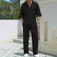 Men's 2 Piece Set - Short Sleeve V-Neck Top and Pants