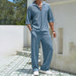 Men's 2 Piece Set - Short Sleeve V-Neck Top and Pants