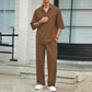 Men's 2 Piece Set - Short Sleeve V-Neck Top and Pants