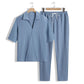 Men's 2 Piece Set - Short Sleeve V-Neck Top and Pants
