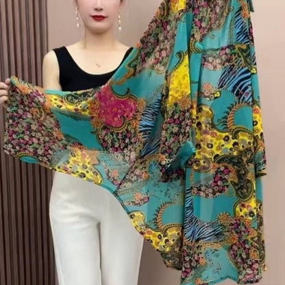 Chemise mi-longue femme à col châle