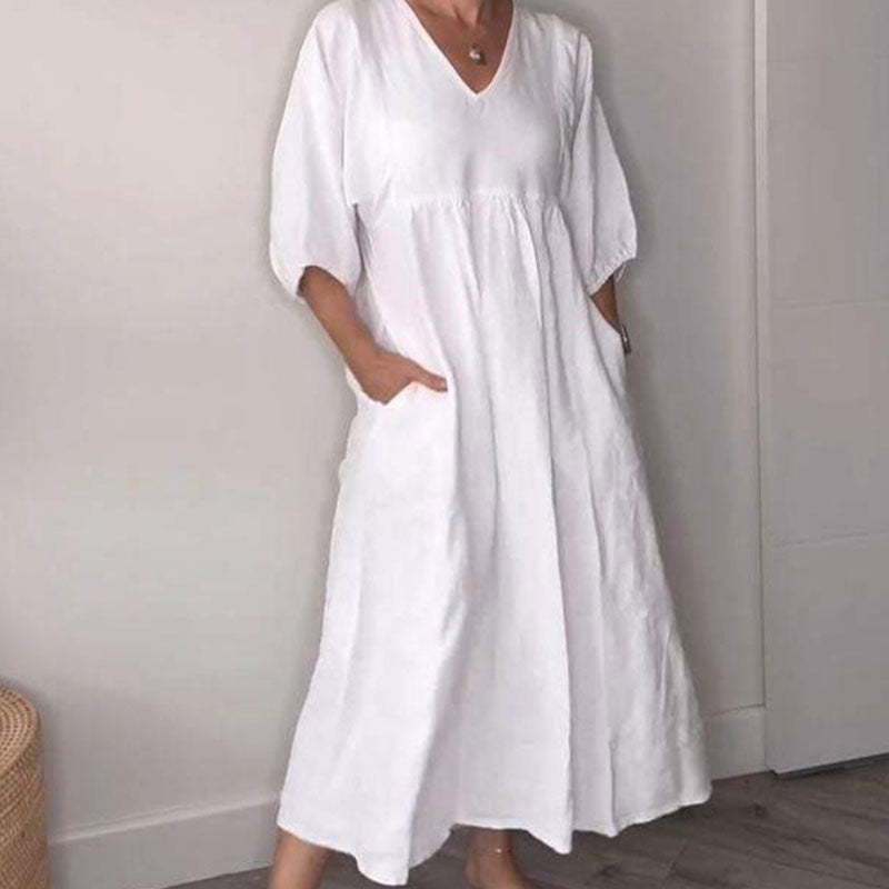 Robe décontractée pour femmes à décolleté en V