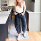 LIVRAISON GRATUITE - Pantalon à Jambes Amples et Taille Mi-Haute pour Femme