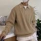 Pull ample décontracté à demi-fermeture éclair de couleur unie pour hommes