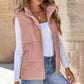 Gilet en duvet épais de couleur unie pour femmes avec poches pour plus de chaleur
