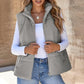 Gilet en duvet épais de couleur unie pour femmes avec poches pour plus de chaleur