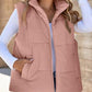 Gilet en duvet épais de couleur unie pour femmes avec poches pour plus de chaleur