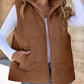 Gilet en duvet épais de couleur unie pour femmes avec poches pour plus de chaleur
