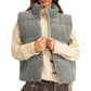 Gilet en duvet épais de couleur unie pour femmes avec poches pour plus de chaleur