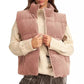 Gilet en duvet épais de couleur unie pour femmes avec poches pour plus de chaleur
