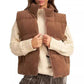 Gilet en duvet épais de couleur unie pour femmes avec poches pour plus de chaleur