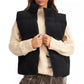 Gilet en duvet épais de couleur unie pour femmes avec poches pour plus de chaleur