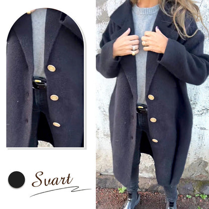 Manteau long à manches longues pour femmes avec col rabattu, épais