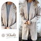 Manteau long à manches longues pour femmes avec col rabattu, épais