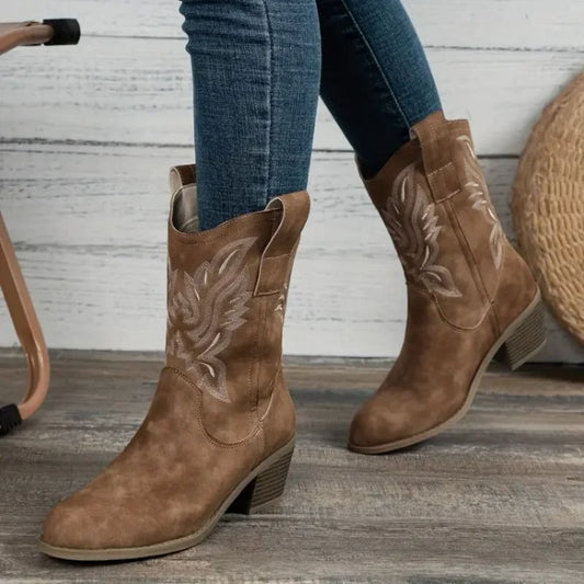 Bottes en cuir hautes et confortables pour femmes, rétro, antidérapantes et imperméables