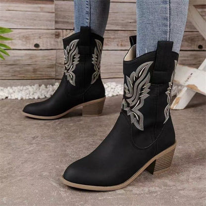 Bottes en cuir hautes et confortables pour femmes, rétro, antidérapantes et imperméables