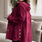 Shacket Femme Oversized à Capuche en Côtelé Boutonnée