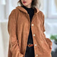 Shacket Femme Oversized à Capuche en Côtelé Boutonnée