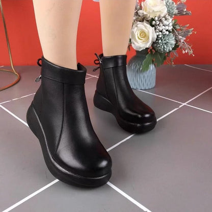 Bottes élégantes et confortables à bout rond en PU pour femmes