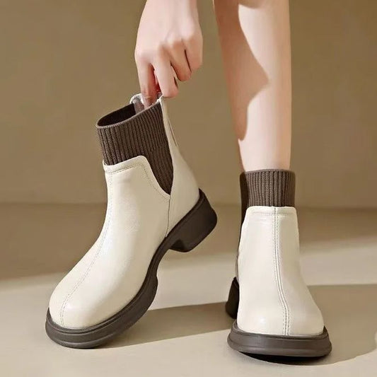 Bottines Chaussette à Talons Bas Polyvalentes pour Femme