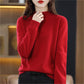 Chandail pour dames, couleur unie, col haut et ample, avec tempérament