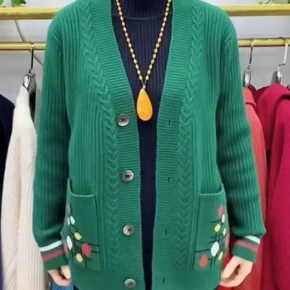 Cardigan Tricoté Ample avec Double Poches pour Femme