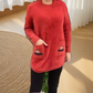 Pull ample et chaud à col rond et poches pour femmes