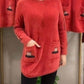 Pull ample et chaud à col rond et poches pour femmes