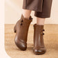 Bottes en cuir chaud vintage pour femmes