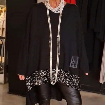 ✨2025 Nouvelle conception✨Top patchwork de paillettes avec ourlet irrégulier👗