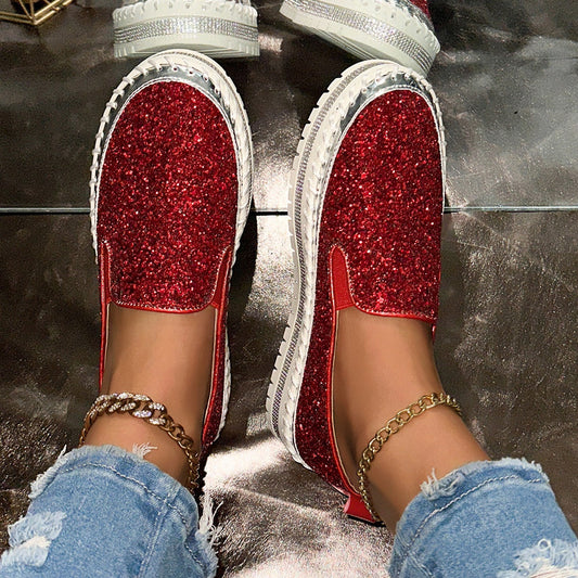 💎 49% DE RÉDUCTION ! 💎 Chaussures Slip-On Femme – Paillettes Brillantes, Semelle Antidérapante & Confort Respirant pour Tous les Jours 🌸👟