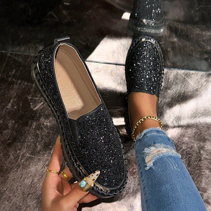 💎 49% DE RÉDUCTION ! 💎 Chaussures Slip-On Femme – Paillettes Brillantes, Semelle Antidérapante & Confort Respirant pour Tous les Jours 🌸👟